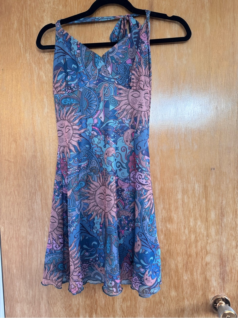 Blue & Pink Sun and Paisley Print Sundress